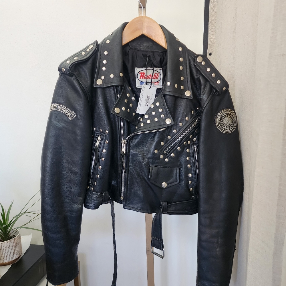 90s VINTAGE Leather Studded Jacket